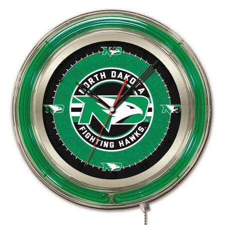 University Of North Dakota Double Neon 19 Clock